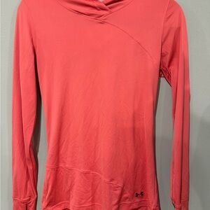 Under Armour UA HeatGear Fitted Running Hoodie Coral Pink Size MD